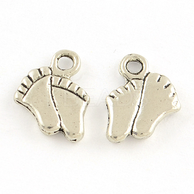 Tibetan Style Feet Alloy Charms TIBEP-A209-AS-RS-1