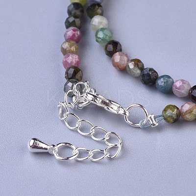 Natural Multicolor Tourmaline Beaded Necklaces NJEW-K114-B-A15-1