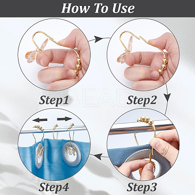 12Pcs Butterfly Acrylic with Iron Shower Curtain Rings for Bathroom HJEW-NB00292-1