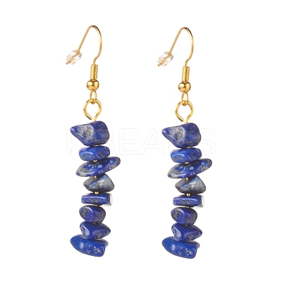 Natural Lapis Lazuli Chip Beaded Dangle Earrings EJEW-JE04788-09-1