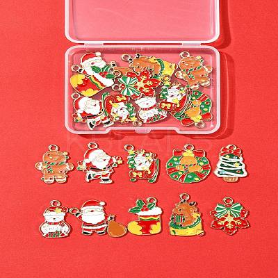 20Pcs 10 Styles Christmas Theme Alloy Enamel Pendants ENAM-FS0002-13-1