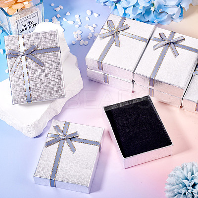Rectangle Paper Jewelry Set Storage Boxes with Bowknot X1-CON-TAC0014-04G-1