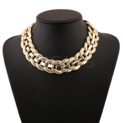 Alloy Textured Oval Link Chain Necklaces for Women FS-WG23DE5-01-1