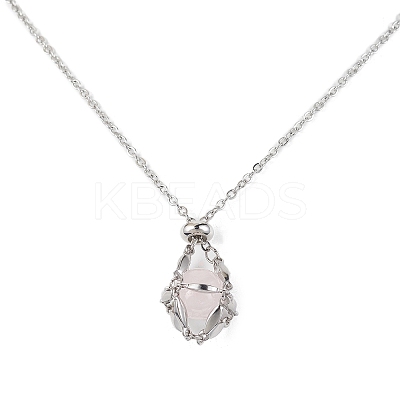 3Pcs 3 Style 304 Stainless Steel & Brass Macrame Pouch Empty Stone Holder for Pendant Necklaces Making NJEW-JN04442-1