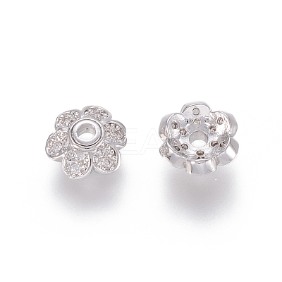 Brass Micro Pave Cubic Zirconia Fancy Bead Caps ZIRC-K080-05P-1
