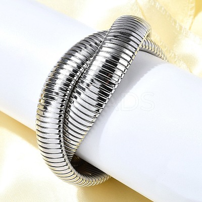 304 Stainless Steel Stretch Bracelets BJEW-A031-01C-P-1
