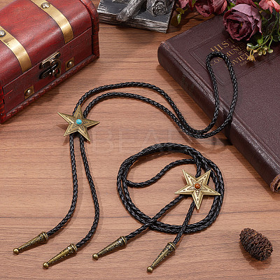 2Pcs 2 Styles Star Lariat Necklace for Men Women NJEW-GF0001-09-1