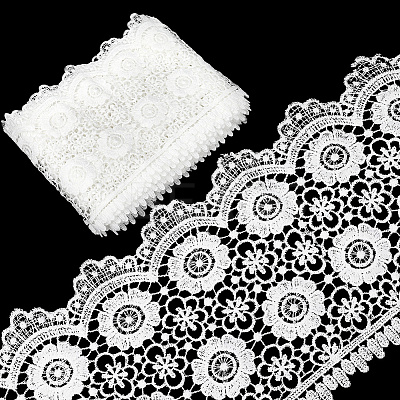 5Yards Milk Fiber Embroidery Flower Tassel Lace Ribbon OCOR-GF0004-69-1
