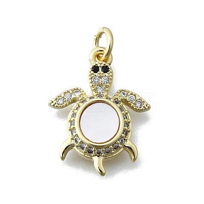 Brass Micro Pave Clear Cubic Zirconia Pendants KK-V010-07G-02-1
