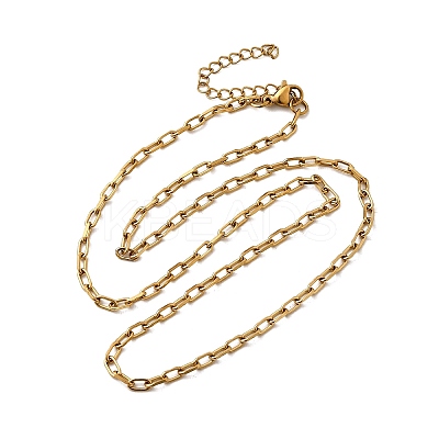 2.5MM 304 Stainless Steel Paperclip Chain Necklaces for Women Men NJEW-A054-03G-1