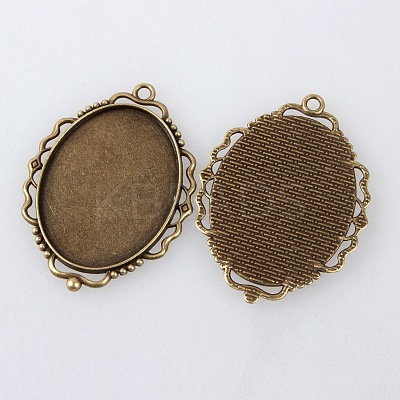 Vintage Tibetan Style Alloy Large Pendant Cabochon Bezel Settings TIBEP-M018-149AB-NF-1