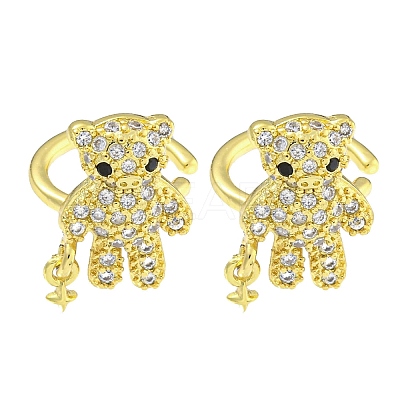 Brass Micro Pave Clear Cubic Zirconia Cuff Earrings EJEW-C104-072G-1