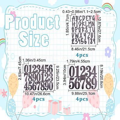 12 Sheets 3 Styles PVC Letter Number Adhesive Decorative Stickers DIY-CP0008-59A-1