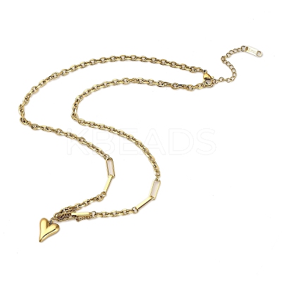 304 Stainless Steel Heart Pendant Necklaces for Women NJEW-Q028-05G-1