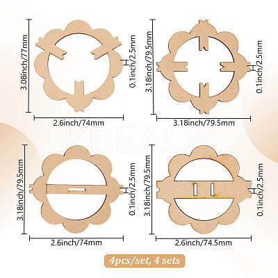 4 Sets Flower Wooden Wick Holder Kit WOOD-DR0001-03A-1