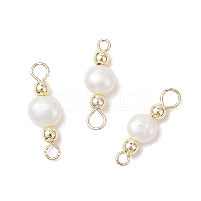 Natural Cultured Freshwater Pearl Potato & Round Electroplate Non-magnetic Synthetic Hematite Beaded Connector Charms PALLOY-JF04191-01-1