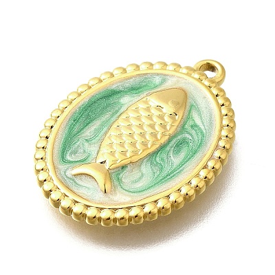 304 Stainless Steel Enamel Pendants STAS-Q347-08B-G-1