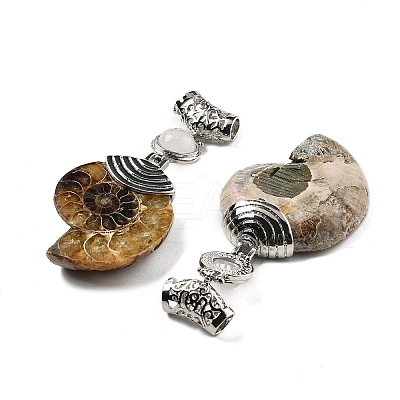 Natural Quartz Crystal Fossil Snail Pendants G-F062-01-1