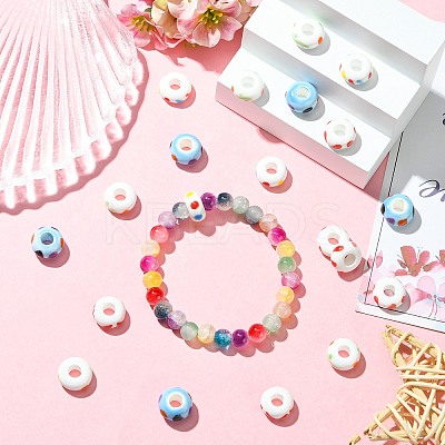 20Pcs 4 Colors Handmade Printed Porcelain European Beads PORC-CJ0001-31-1