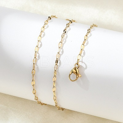 Ion Plating(IP) 304 Stainless Steel Dapped Chain Necklace for Men Women LS-NJEW-E076-02G-1