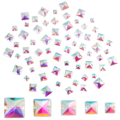 75Pcs 5 Styles Square Shape Sew on Rhinestone GLAA-GA0001-60B-1