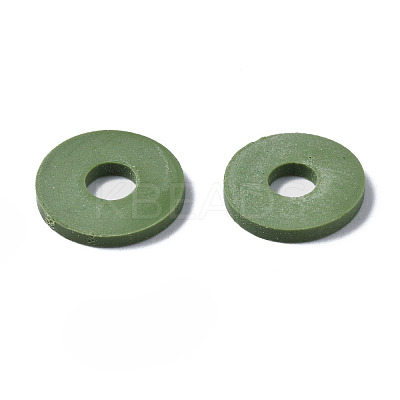 Flat Round Handmade Polymer Clay Beads CLAY-R067-10mm-43-1