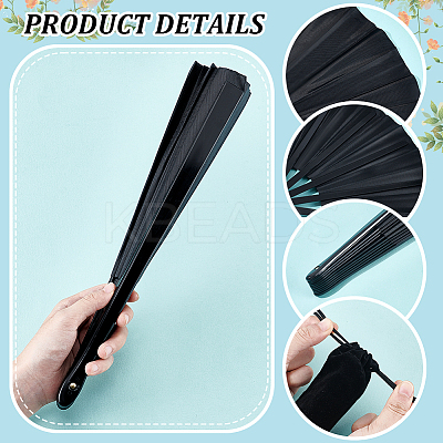 Plastic & Polyester Folding Fan AJEW-DR0002-43-1