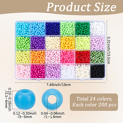 4800Pcs 24 Colors Opaque Acrylic Beads MACR-PA0001-62A-1