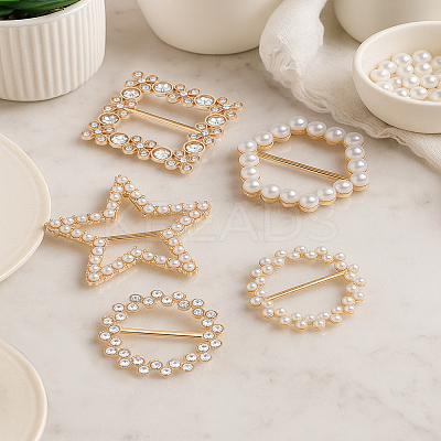 5Pcs 5 Styles Alloy Scarf Ring Buckle for Women Girls AJEW-LP0010-50-1
