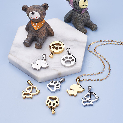 304 Stainless Steel Pendants STAS-FW0001-09-1