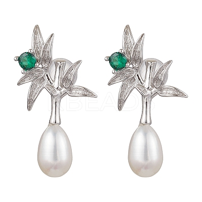 Natural Pearl Ear Studs EJEW-P286-19P-1