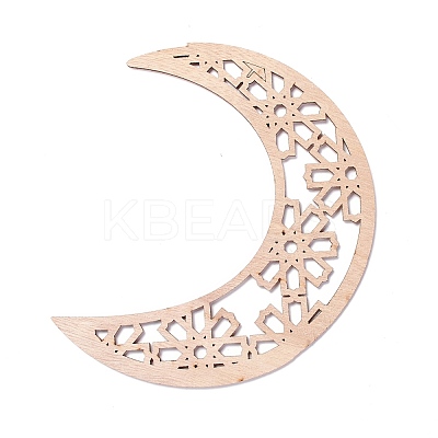 Moon & Flower Unfinished Wood Pendant Ornament WOOD-M003-02-1