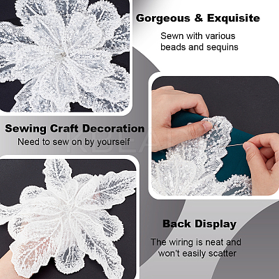 3D Flower Glass Beaded Gauze Cloth Sew on Appliques PATC-WH0008-93A-1