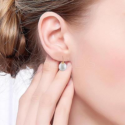Pearl Earrings Gray Round Ball Hoop Dangle Earrings Stud Elegant Shell Pearl Drop Stud Imitation Freshwater Cultured Pearls Earrings Brass Charms Jewelry Gift for Women JE1096A-1