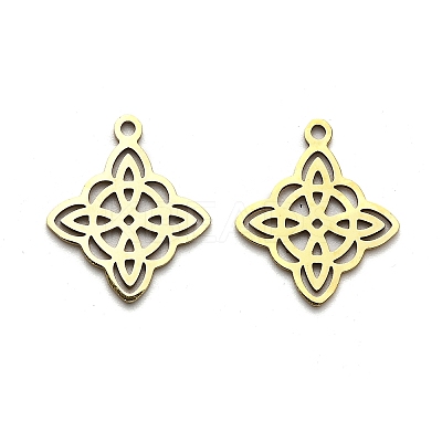 201 Stainless Steel Rhombus Pendants STAS-R166-01G-1
