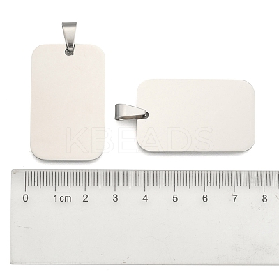 Tarnish Resistant Rectangle Tag Pendants STAS-H061-04-1