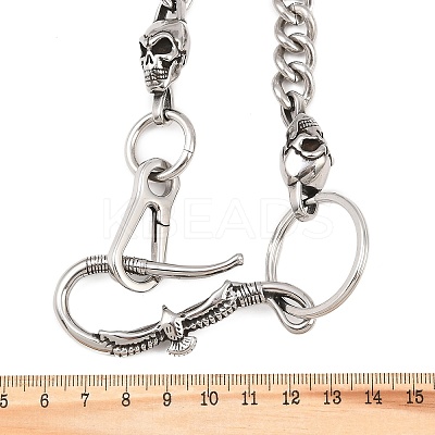 304 Stainless Steel Cuban Link Chain Skull Pants Chains with S-Hooks AJEW-D001-01C-ASP-1
