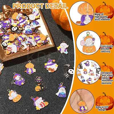 40Pcs 10 Styles Halloween Theme Alloy Enamel Pendants ENAM-CJ0004-77-1