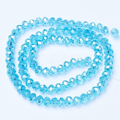 Electroplate Glass Beads Strands X-EGLA-A034-T6mm-B14-1