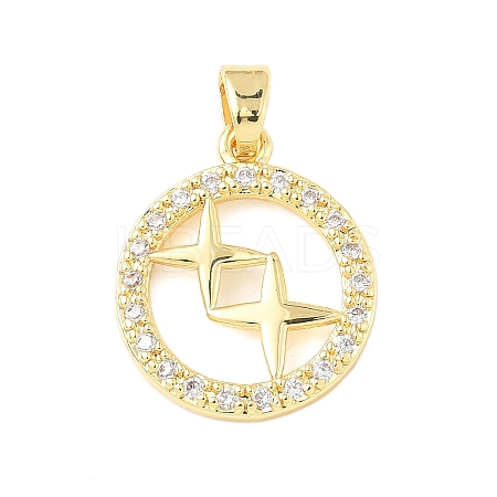 Brass Micro Pave Cubic Zirconia Pendants KK-D357-16G-G-1