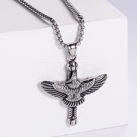 Fashion 304 Stainless Steel Cross Animal Eagle Pendant Necklaces for Men NS1434-1-1