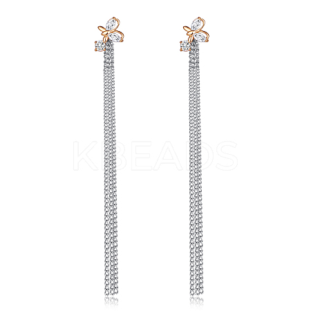 Eco-Friendly Brass Micro Pave Cubic Zirconia Dangle Stud Earring EJEW-EE0004-24GP-1