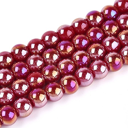 Electroplate Opaque Glass Beads Strands GLAA-T032-P6mm-AB23-1