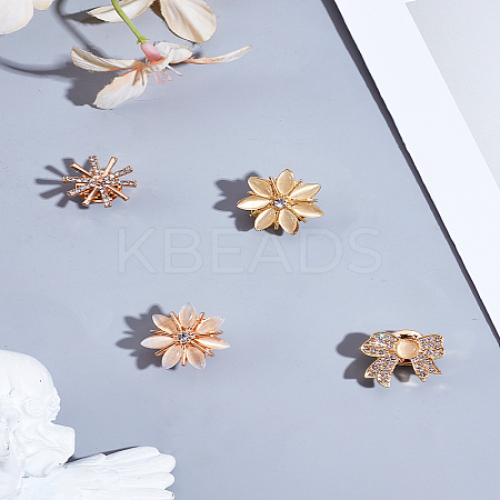 4Pcs 4 Styles Alloy Rhinestone Brooches JEWB-LP0004-08-1