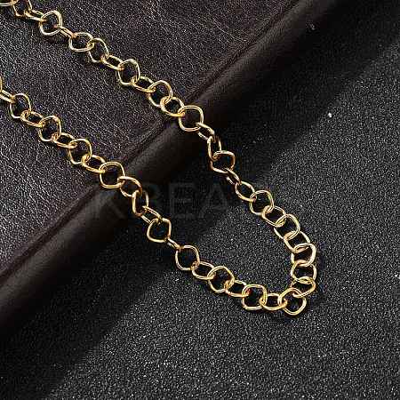 5MM 304 Stainless Steel Rhombus Link Chain Necklaces for Women Men NJEW-A054-02G-1