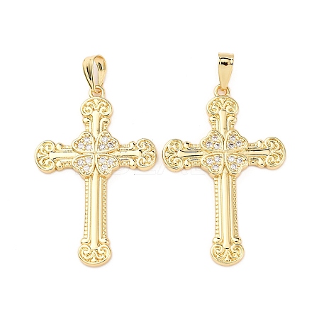 Brass Micro Pave Cubic Zirconia Pendants KK-K408-27G-1