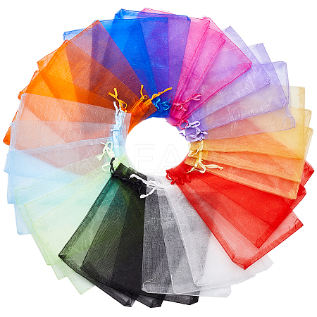 100Pcs 10 Colors Organza Bags Jewellery Storage Pouches Wedding Favour Party Mesh Drawstring Gift OP-SP0001-02-1