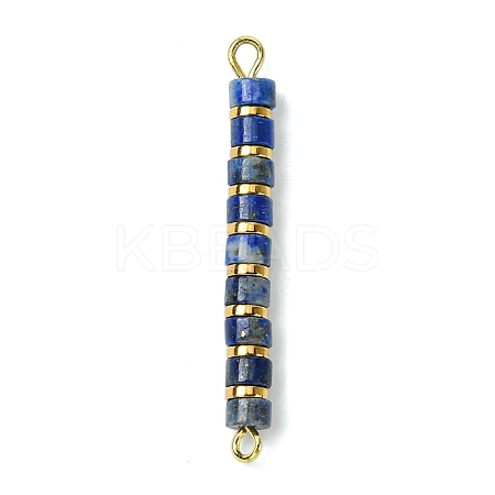 Natural Lapis Lazuli & Electroplated Synthetic Non-magnetic Hematite Heishi Connector Charms PALLOY-JF03291-04-1