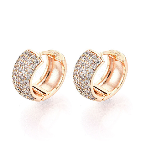 Brass Micro Pave Clear Cubic Zirconia Hoop Earrings EJEW-T048-48G-1