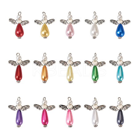 80Pcs 2 Style Imitation Pearl Acrylic Pendants OACR-CD0001-07-1